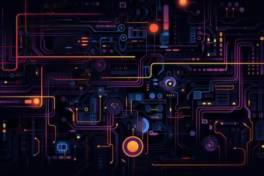 Abstract cyberpunk pattern with a futuristic and high tech appeal. Generative AI photo
