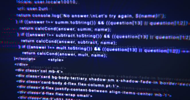 The process of writing a digital code by a programmer in a programming language, glowing letters and numbers. Making computer programs blue background photo