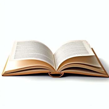 Overhead view of open book with empty blank white pages. Notebook composition for catalog, magazines concept by AI Generated photo