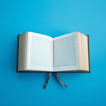Overhead view of open book with empty blank white pages. Notebook composition for catalog, magazines concept by AI Generated photo