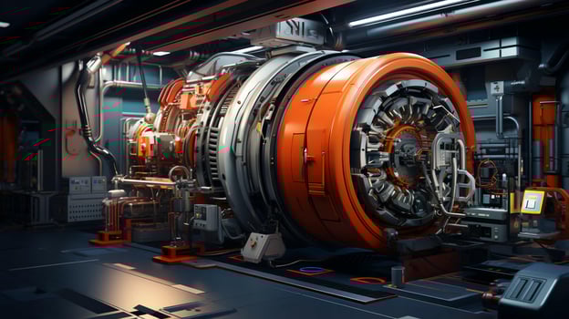 Industrial high-tech equipment in production in a workshop at a factory photo