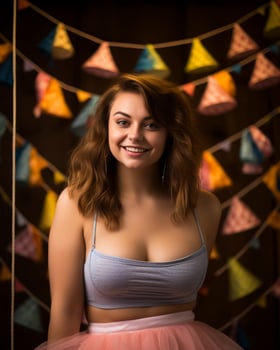 a beautiful young woman in a pink tutu posing for a photo generative ai