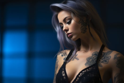 a beautiful young woman with tattoos on her body generative ai photo