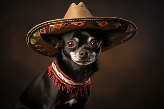 Cute dog sombrero. Generate Ai photo