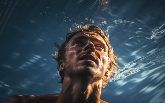 A swimmer performing a dive in a swimming pool photo