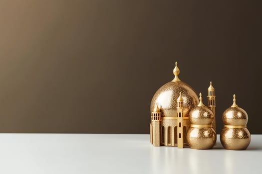 Eid mubarak and ramadan kareem greetings with copy space. Eid al fitr islamic lantern and mosque concept by AI Generated photo