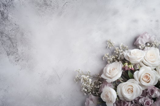 AI Generated Flowers on white with copy space photo