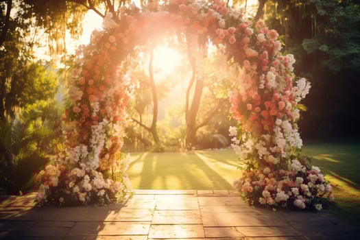 AI Generated Outdoor Flower Arch photo