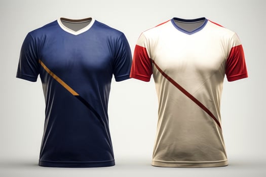 Mockup sports football team uniforms multicolors shirt, Generative AI illustration photo