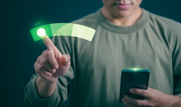 Customer services best excellent business rating experience. Satisfaction survey concept. user gives ratings to service experience on the online application, online marketing, and business processes. photo