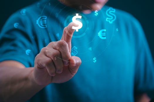 Planning and strategy, stock market, business growth, progress or success concept, businessman or trader showing growing virtual holographic stocks, invest in stock market trading or digital assets photo