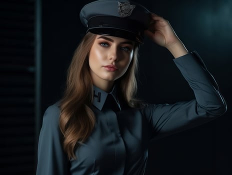 Policewoman is carefully examining the crime scene for potential evidence AI Generative photo