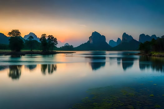 the li river in china. AI-Generated photo