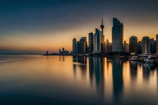 the city skyline at sunset in dubai. AI-Generated photo