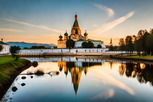 the kremlin at sunset. AI-Generated photo