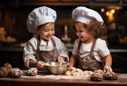 Couple of children preparing Christmas cookies photo