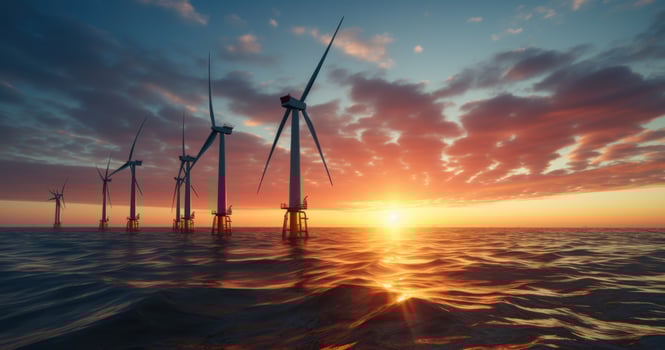 Wind turbines in the ocean photo