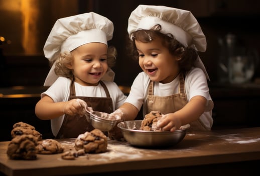 Couple of children preparing Christmas cookies photo