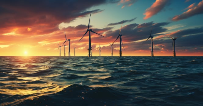 Wind farm in the ocean photo