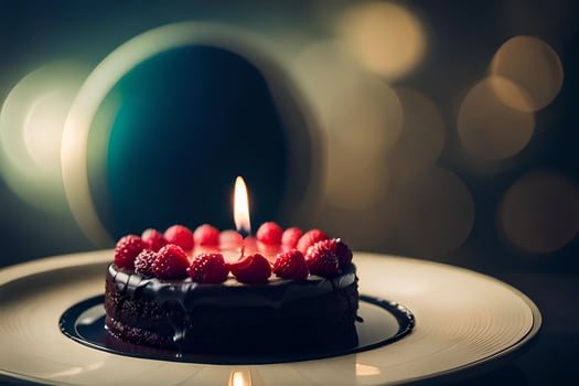 a chocolate cake with raspberries on top. AI-Generated photo