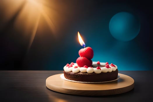 a chocolate cake with a candle on top. AI-Generated photo