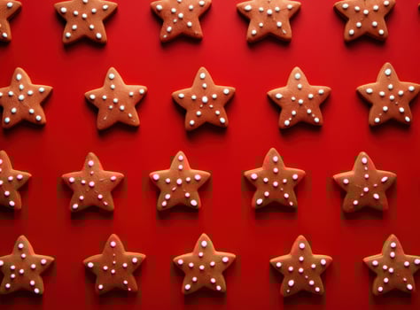 Christmas cookies on red background photo