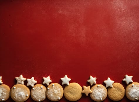Christmas cookies on red background photo