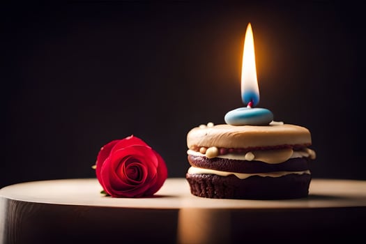 a small cake with a candle on top. AI-Generated photo
