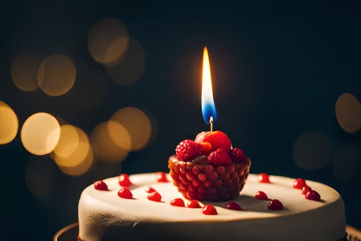 a birthday cake with a candle on top. AI-Generated photo