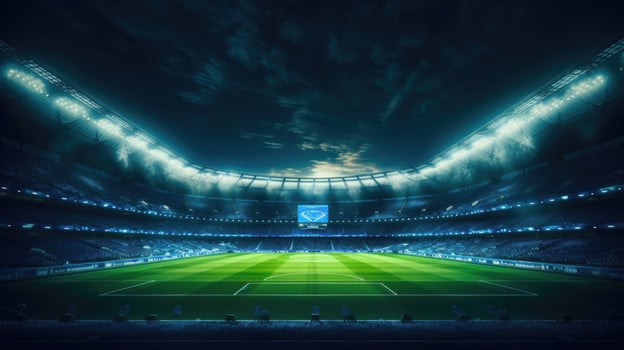 Visually Stunning Composition of an Illuminated Soccer Stadium at Night AI Generated photo