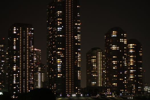 Panoramic view of night city Tokyo photo
