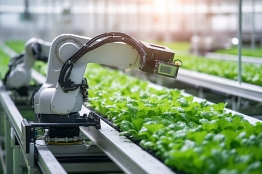 Smart robotic farmers. Agriculture technology. ai generated photo