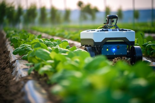 Smart robotic farmers. Agriculture technology. ai generated photo