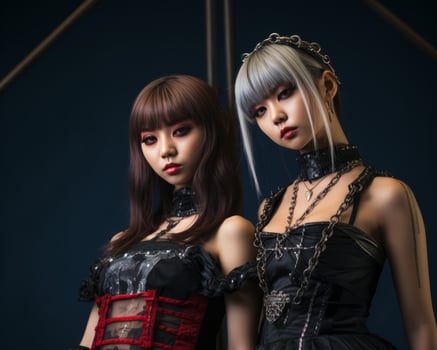 two asian women dressed in gothic clothing photo