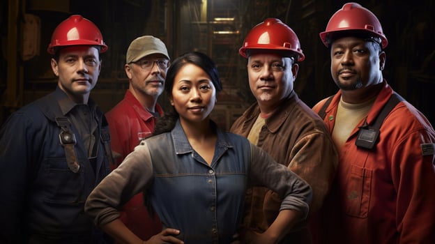 Diverse Factory Workers. A Multicultural Team Driving Productivity in the Manufacturing Plant photo