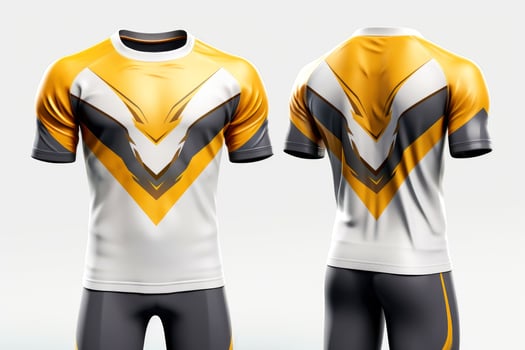 Mockup sports football team uniforms multicolors shirt, Generative AI illustration photo
