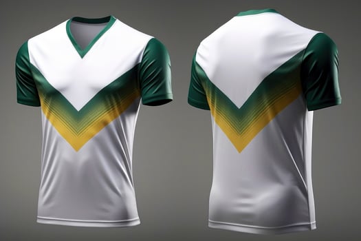 Mockup sports football team uniforms multicolors shirt, Generative AI illustration photo