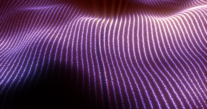 Abstract purple energy magic waves from glowing particles and lines futuristic hi-tech background photo