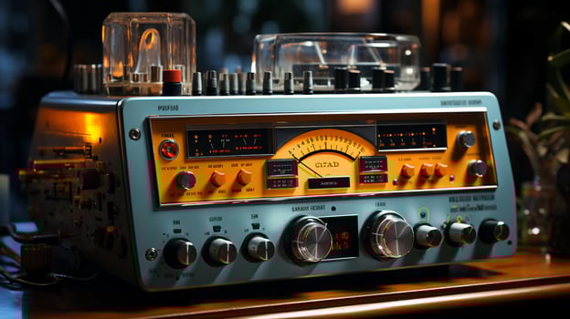 Retro old vintage radio for listening to music photo