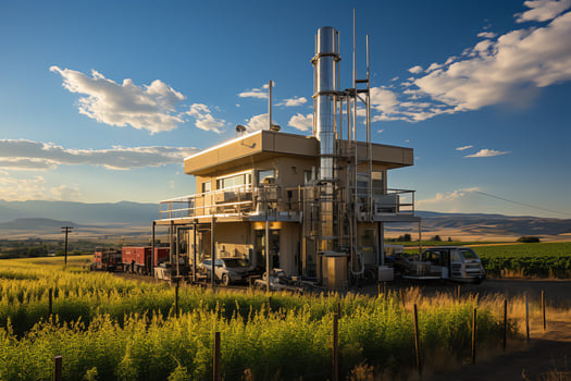 Beautiful view high voltage electric or telecommunications antenna wireless tower with green field concept by AI Generated photo