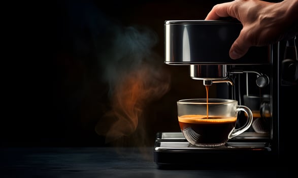 coffee machine pouring coffee, ai generative photo