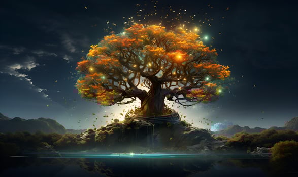 fairy tale fantasy tree, ai generative photo