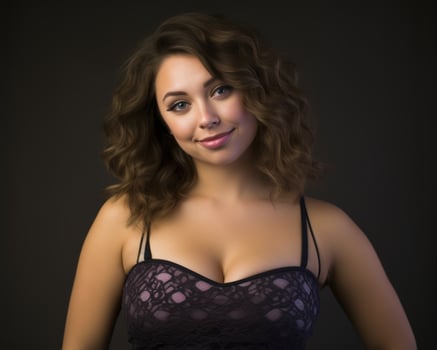 a beautiful young woman in a purple bra top posing for the camera generative ai photo