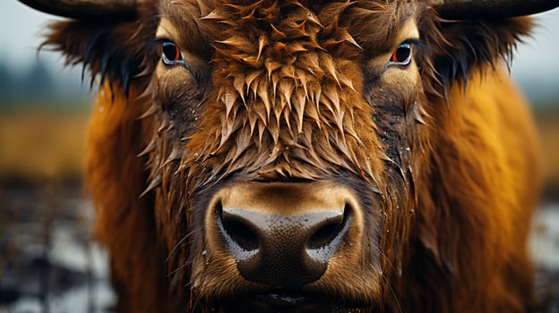 Close-up photo of a Bison looking any direction. Generative AI