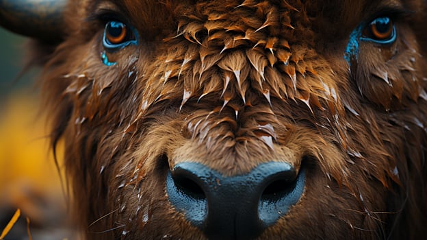 Close-up photo of a Bison looking any direction. Generative AI