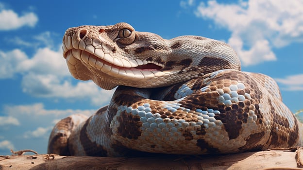 Photo of a Boa Constrictor under Blue Sky. Generative AI