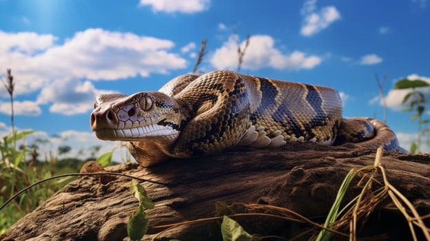 Photo of a Boa Constrictor under Blue Sky. Generative AI