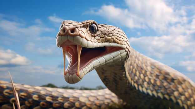 Photo of a Cobra under Blue Sky. Generative AI