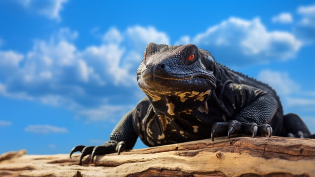 Photo of a Gila Monster under Blue Sky. Generative AI