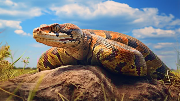 Photo of a Python under Blue Sky. Generative AI